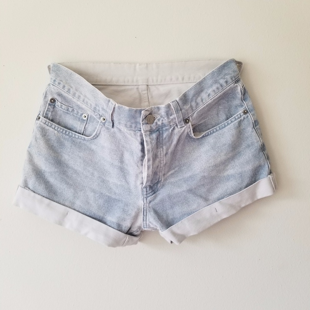 No Brand Washed Out Button Down Denim Shorts